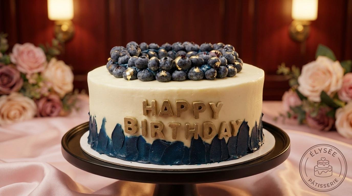 Pastel de cumpleaños con blueberries