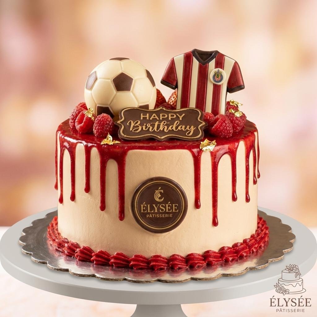Pastel temático de cumpleaños fútbol Chivas
